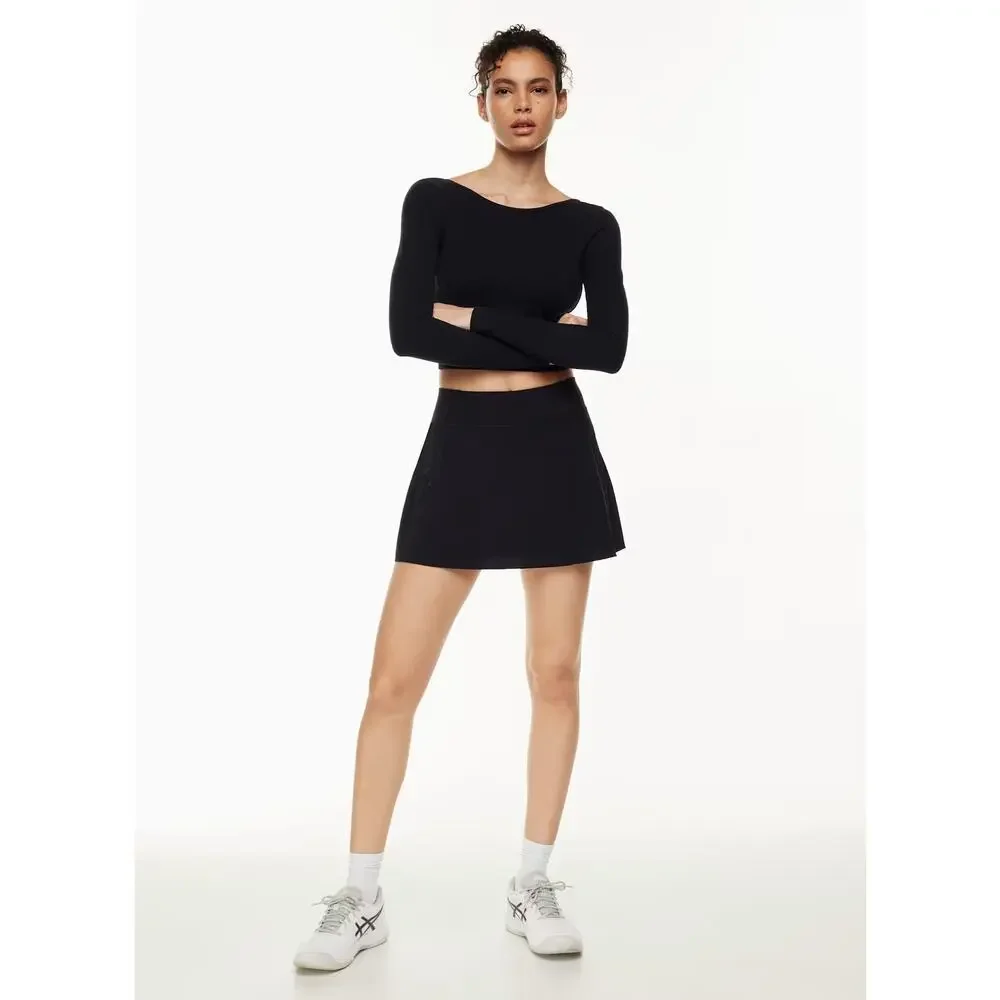 TNA Aritzia TnaMOVE Serve Micro Tennis Skirt Black Size M NWOT | Retail $68
